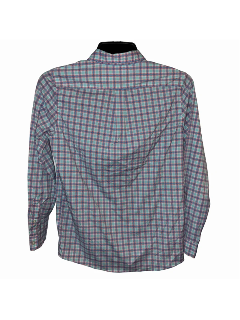 Boys Vineyard Vines Performance Button Down Shirt, Size L, Blue and Pink Plaid